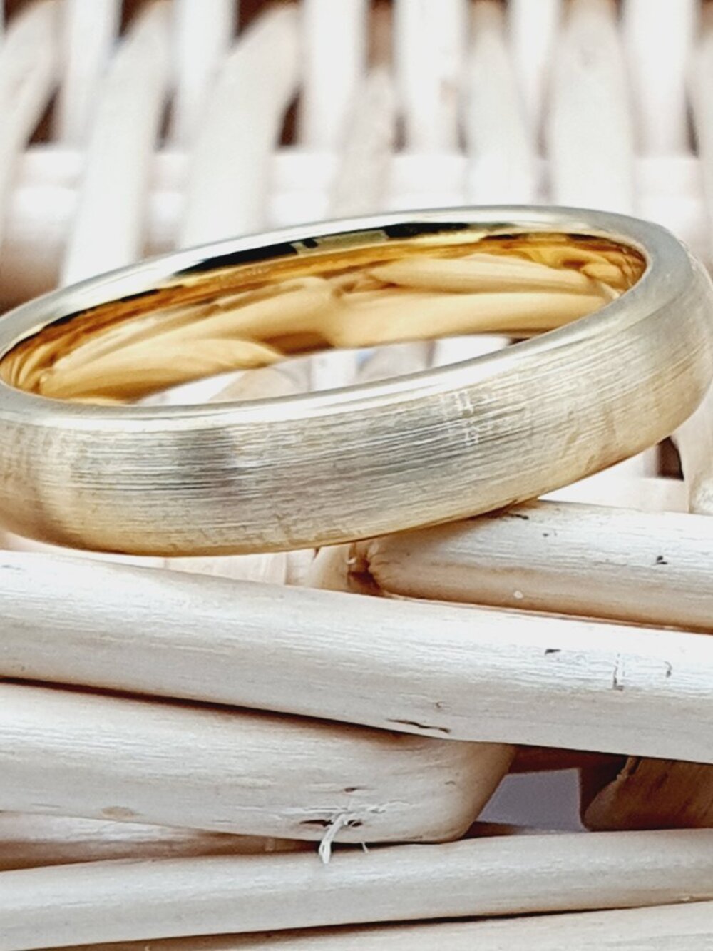 Classic Gold Tungsten Wedding Band – Brushed Comfort Fit Ring GALTUN796-9.5 - Picture 3 of 5